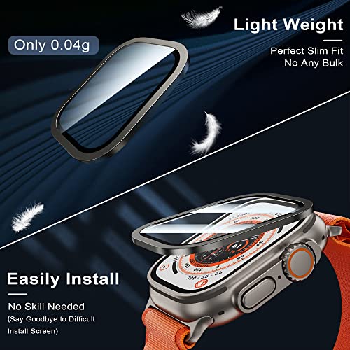WSKEN for Apple Watch Ultra 3/Ultra 2/Ultra Screen Protector 49mm,9H Tempered Glass + Titanium Alloy Frame, [Keep Original] [Touch Sensitive] Lightweight Protective Glass Film for iwatch Ultra 3/2/1