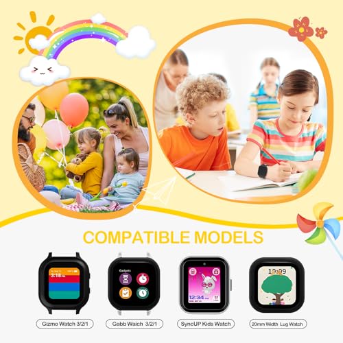 3 Pack Adjustable Braided Stretchy Solo Loop Compatible with Gizmo Watch 3 2 1/ Gabb Watch 3 2 1/ SyncUP/Cosmo JrTrack Kid Watch, 20mm Soft Breathable Kids Bands with Magnetic Buckle for Boys Girls