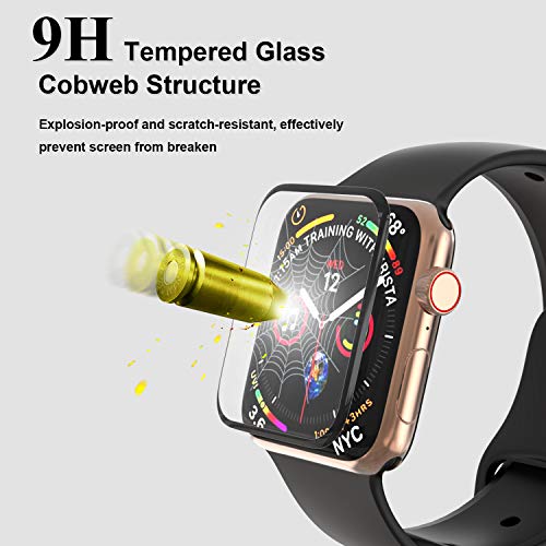 EWUONU [2 Pack Tempered Glass Screen Protector for Apple Watch SE 3 /SE 2 Series 6//5/4 40mm, 3D Full Coverage [Easy Installation Frame] Waterproof Bubble-Free HD Clear Film for iWatch 40mm