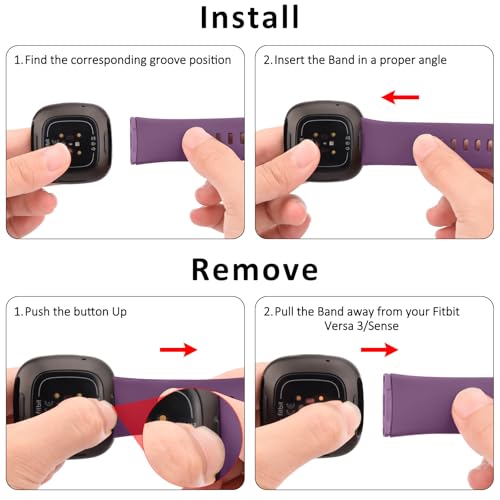 6 PACK Bands Compatible with Fitbit Versa 4 / Versa 3 / Fitbit Sense 2 / Sense Bands for Women Men, Soft Sport Wristbands Replacement Smart Watch Straps (6PACK A,Small)