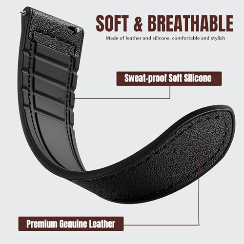 Charlam Magnetic Leather Bands Compatible with Samsung Galaxy Watch 7 Band 6 5 4 FE Active 2 40mm 44mm/Watch 6/4 Classic/Watch 5 Pro/3, 20mm Genuine Leather Straps for Samsung Watch Bands Men Women
