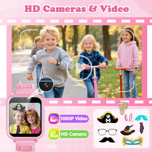 Smart Watch for Kids Girls Gift Age 3-12 with 39 Games Alarm Clock Camera Video Music Player Pedometer Flashlight 12/24 hr HD Touch Screen Kids Smart Watch Birthday Toys for Girls Ages 4 5 6 7 8 9 10