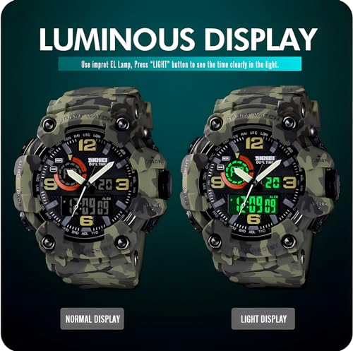 Gosasa Men's Large Face Outdoor Sports Watches Military S-Shock Watch Waterproof, Backlight, Alarm, Stopwatch Features - Rugged Wristwatch for Training, Hiking, and Adventure