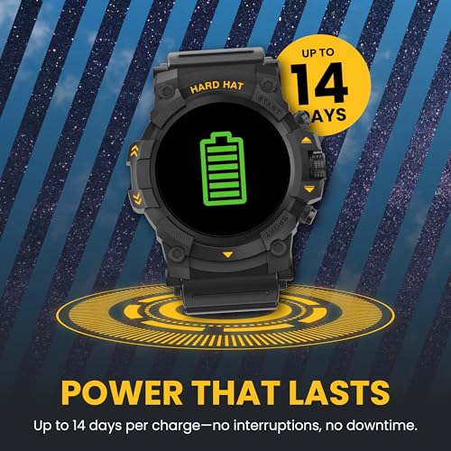 Hard Hat Watches – Big Rig Rugged Smart Watch for Men, 5ATM Waterproof Watch, Dual-Band GPS Tracker, 2-Week Battery, Gorilla Glass, Workout and Fitness Tracker with Heart Rate Monitor and Pedometer
