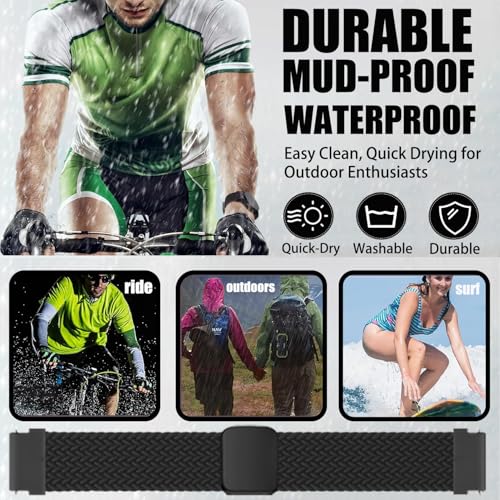 Aurrain 22mm Woven Nylon Watch Strap for Garmin Vivoactive4/Active/MARQ/LEGACY/Venu2/Forerunner 94/Galaxy Watch 46mm/Gear S3 Frontier/Huawei Watch GT 4 46mm,Braided nylon sport strap