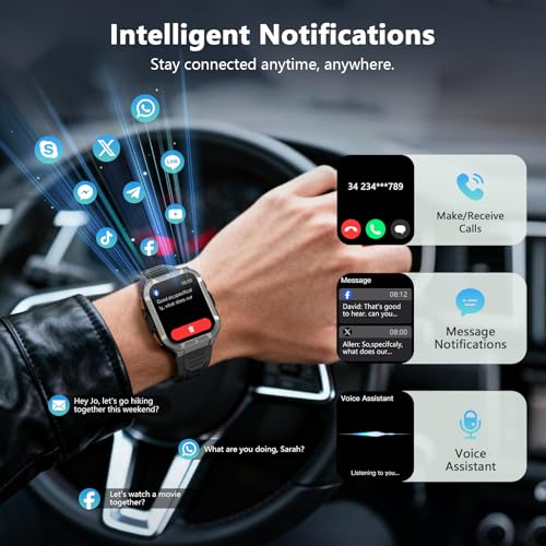 Blackview GPS Smart Watch for Men with ChatGPT, AI Translator, Compass & Flashlight/100-Day Battery/Bluetooth Calling/Health Monitor/100+ Sports,Fitness Tracker for iPhone/Android Phones