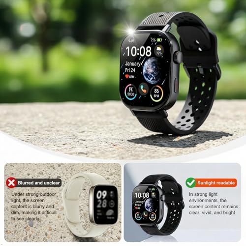 moutarlier 2026 Distance & Pace GPS Running Watch for Runners - Call & Text, AMOLED Large Screen, 50m Waterproof Swimming, Calorie & Step Counter, 2 Bands, Long Battery, for Seniors Men Women (Black)