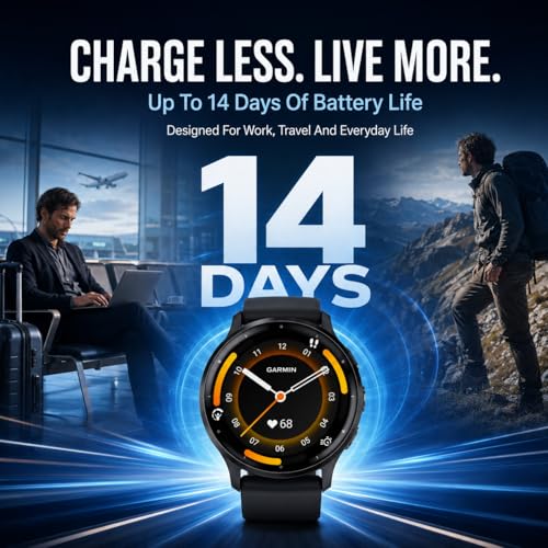 Garmin Venu 3 GPS Smartwatch, 45mm Black, Fitness Tracker with 14-Day Battery & Sleep Coach - Includes Premium Charging Stand, Extra Power Cable & Port Protector Plugs (Renewed)