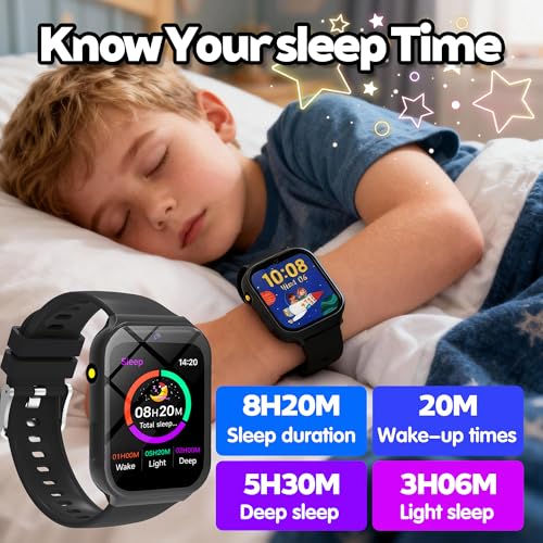 Smart Watch for Kids, Kids Watch with 18 Puzzle Games, 1.83" HD Touch Screen Fitness Tracker Pedometer Sleep Tracker Alarm Clock Flashlight No APP/Phone, 12/24 hr Gift for Kid Christmas Birthday