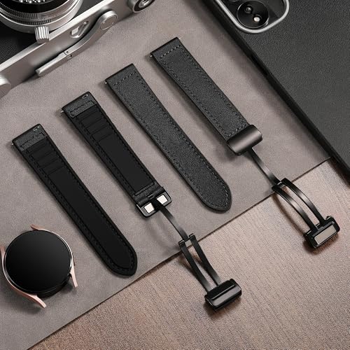 Charlam Magnetic Leather Bands Compatible with Samsung Galaxy Watch 7 Band 6 5 4 FE Active 2 40mm 44mm/Watch 6/4 Classic/Watch 5 Pro/3, 20mm Genuine Leather Straps for Samsung Watch Bands Men Women