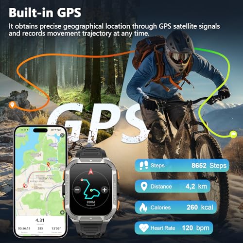 Blackview GPS Smart Watch for Men with ChatGPT, AI Translator, Compass & Flashlight/100-Day Battery/Bluetooth Calling/Health Monitor/100+ Sports,Fitness Tracker for iPhone/Android Phones