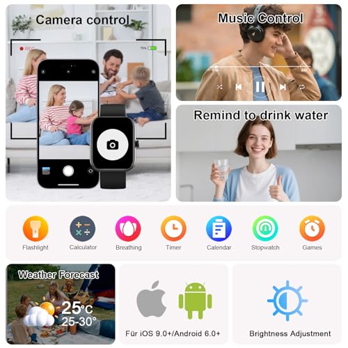 Smart Watch for Women Men, Alexa Built-in, Smartwatch for iPhone & Android Bluetooth Call, 1.91" HD Fitness Tracker with Heart Rate/SpO2/Sleep Monitor, IP68 Waterproof, Fitness Watch 100+ Sports Modes
