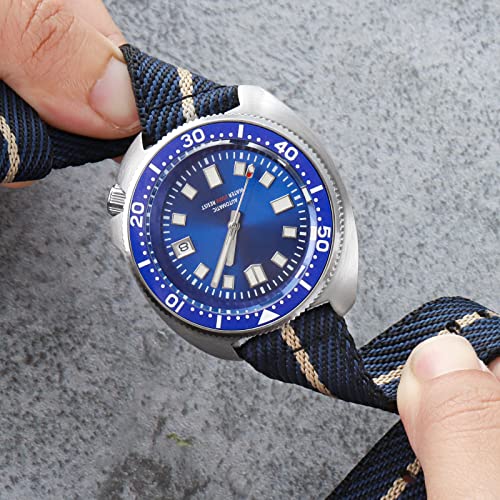 TACTICAL FROG 20mm 22mm Fast Release Nylon Watch band with Stainless Steel Buckle, Two-Piece Waterproof Nylon Watch Strap for Men & Women… (Bluekhaki, 20mm)