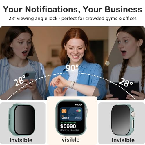 Adorve Privacy Case for Apple Watch Series 10 42mm Screen Protector, Anti-Spy Cover for iWatch Series 11 10 42 mm, 8 Pack, Black Clear Pink Starlight Rose Pink Pine Green Milk Tea Smoke Violet