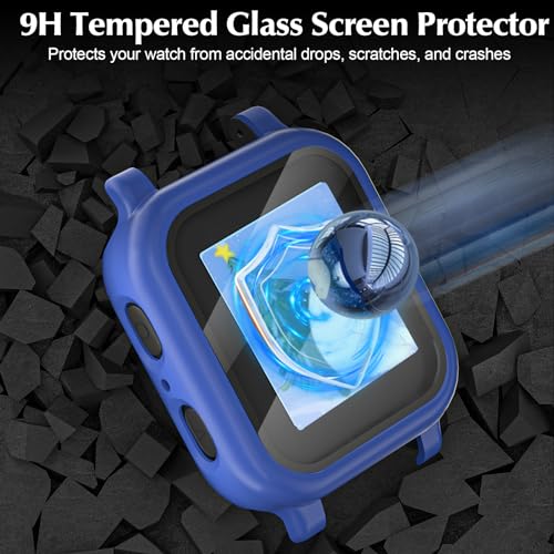 3 Pack Protective Case Compatible with Gabb Watch 3/3e - Hard PC Bumper Cover with Built-in Tempered Glass Screen Protector