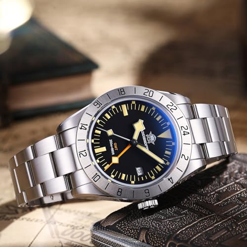 ADDIESDIVE Men's Watches GMT Watch Quartz, Dual Time, Quickset Date with Screw Down Crown, Swiss Movement Waterproof 200M Luminous AD2036 GMT Watch for Men