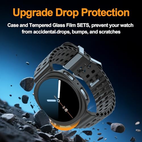 Landhoo [6+6Pack] for Samsung Galaxy Watch 8 40mm Screen Protector Case, Hard PC Bumper + HD Anti-Fog Tempered Glass Protective Film, Waterproof Face Cover Set for Galaxy Watch 8 40mm Accessories