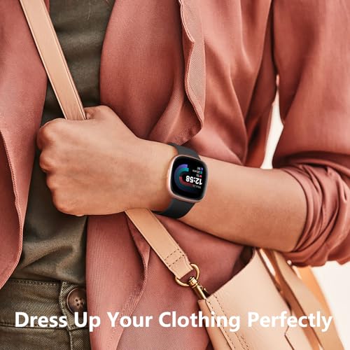 Getino Compatible Fitbit Bands - Soft Sport Strap Accessories for Fitbit Sense/Sense 2/Versa 4/Versa 3 SmartWatch, Large Black