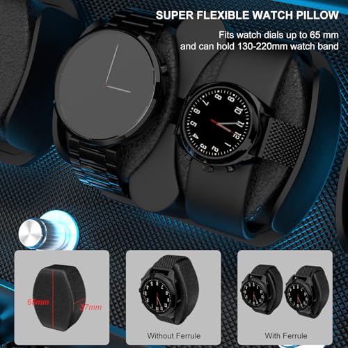 XTELARY Watch Winder for 12 Automatic Watches, Wood Color Lockable Automatic Winders with Extra 6 Watch Storages, 4 Rotation Modes, Flexible Watch Pillows, Quiet Mabuchi Motor, and Blue Backlight