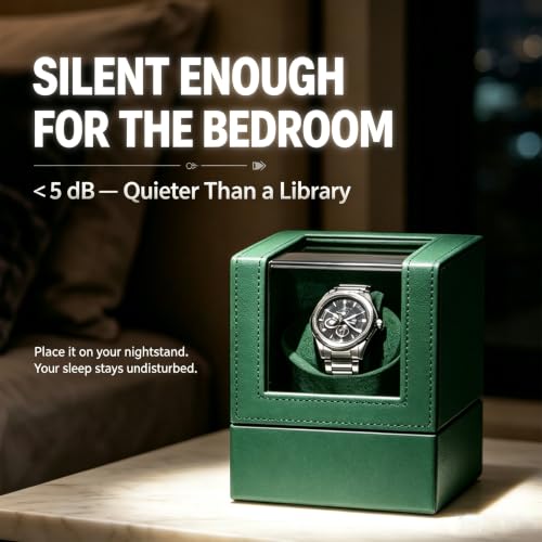 Single Automatic Watch Winder,Quiet Japanese Motor,Battery/AC Powered