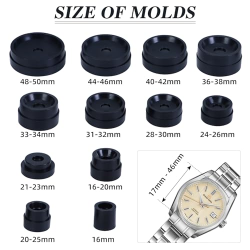 J6&H6 Watch Press Tool Set,Watch Back Case Closer for Closing the Cover , Watches Battery Replacement Tool Kit, Dismantling The Watchs Opener Case, Suitable for Watches Repair Kits with 16 to 50mm Circular Dials