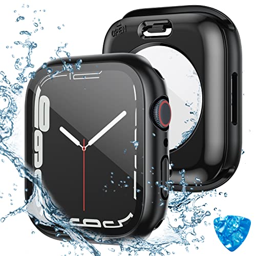 Tensea (2 in 1) for Waterproof Apple Watch Screen Protector Case 44mm SE 3/SE 2nd Generation/SE/Series 6/5/4 Accessories, 360 Front and Back, iWatch Face Cover with Tempered Glass for Women Men, 44 mm
