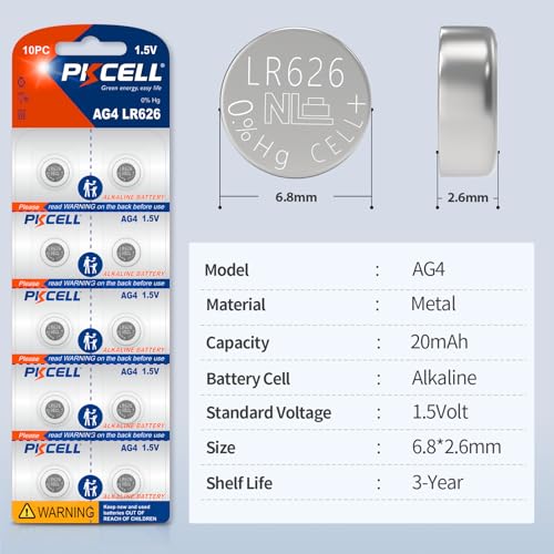 PKCELL SR626sw Watch Battery 10 Count, 377 Watch Battery LR626 Battery