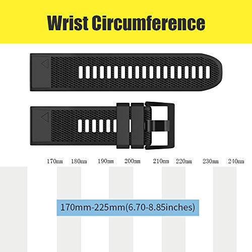 ANCOOL for Fenix 5/Fenix 6/Fenix 7 Band 22mm Silicone Watch Band for Fenix 8 47mm/Fenix 7 Pro/6 Pro/5 plus/Forerunner 935/945/955/965/Approach S62/S60/Epix Gen 2 47mm(Black)
