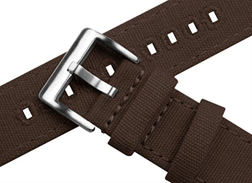 20mm Chocolate Brown - BARTON Canvas Quick Release Watch Band Straps - Choose Color & Width - 18mm, 19mm, 20mm, 21mm, 22mm, 23mm, or 24mm