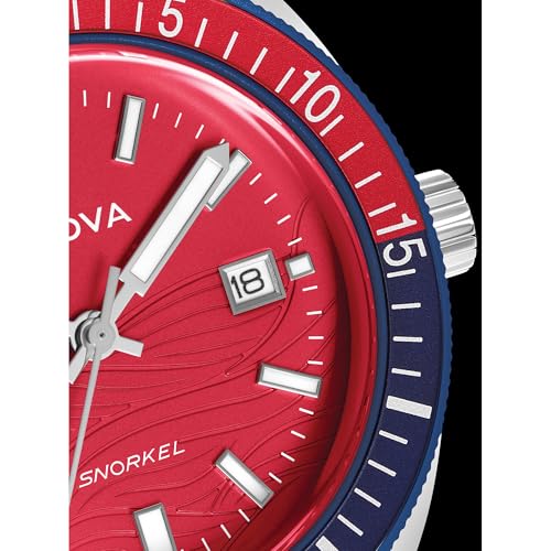 Bulova Men's Snorkel - America's 250th Sail 4th Special Edition: 41mm White Hybrid-Ceramic Case with a Blue Rubber Strap & Red Dial (Style: 98B474)