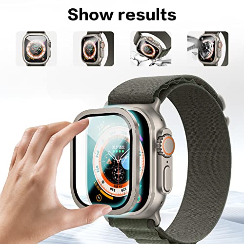 Suoman 2-Pack for Apple Watch Ultra 3/2/1 49mm Case, Waterproof Ultra-Thin Full Coverage Metal Tempered Glass Screen Protector Cover Case -Original