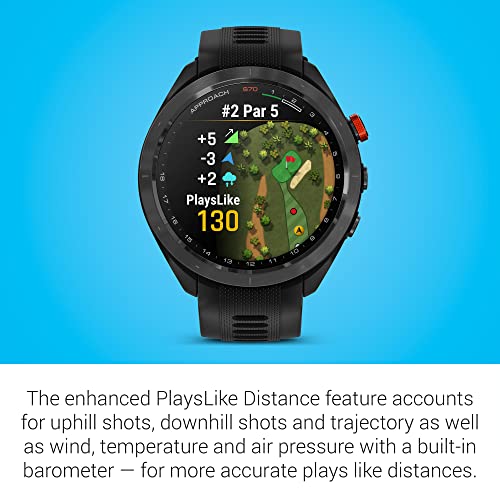 Garmin Approach S70 Golf Smartwatch, Full-Color CourseView Maps AMOLED Display, Advanced Shot Execution & Putt Alignment, Immersive Golfing Experience w/Signature Stand Power Bundle
