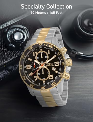 Invicta Men's 14876 Specialty Chronograph Black Textured Dial Two Tone Stainless Steel Watch