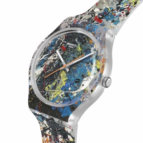 Swatch New Gent Unisex Casual Watch Polymer Transparent Quartz Water Resistant POLLOCK'S Alchemy