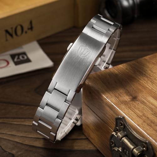 watchdives GMT Automatic Watch WD1993 Dual Time Zone Dive Wristwatch 40mm Sapphire Crystal 100M Waterproof Watches for Men (White)
