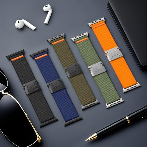 Elastic Sport Band for Apple Watch Ultra 3/2/1 Bands 49mm 46mm 45mm 44mm 42mm 41mm 40mm 38mm Men Women, Adjustable Parachute Buckle Nylon Fabric Wristband for iWatch Series 11 10 SE 9 8 7 6 5 4 3