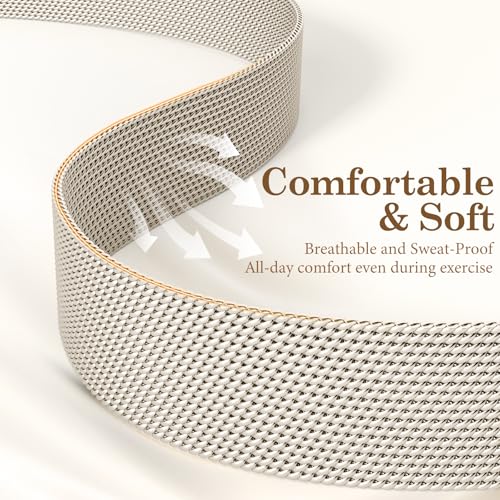 SNBLK Slim Metal Magnetic Bands Compatible with Galaxy Watch 7 Band 6 5 4 FE 40mm 44mm/6 Classic/Active 2/5 Pro/3, 20mm Milanese Stainless Steel loop Mesh Strap for Samsung Watch 7 Bands for Women
