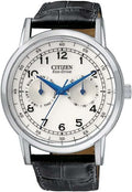 Citizen Men's Eco-Drive Corso Classic Watch in Stainless Steel with Black Leather Strap, Ivory Dial, 42mm (Model: AO9000-06B)