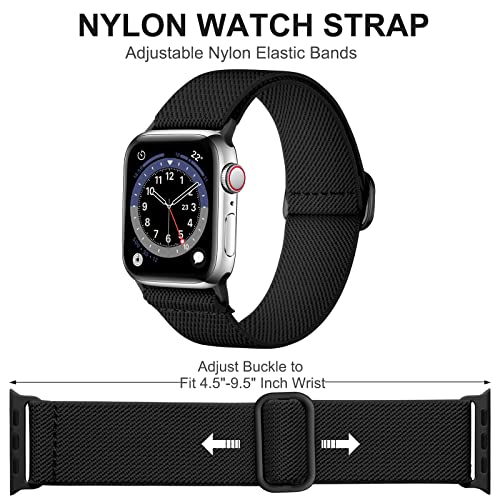 Adorve Compatible with Apple Watch Bands Ultra 3/2/1 49mm 46mm 45mm 44mm 42mm 41mm 40mm 38mm Men Women, Soft Nylon Stretchy Braided Straps Fits for iWatch Bands Series 11/10/9/8/7/6/5/4/3/2/1/SE3-1