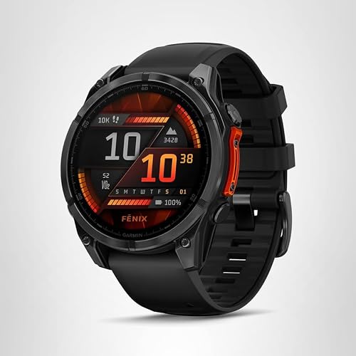 Garmin fēnix® 8 – 47mm, AMOLED, Premium Multisport GPS Smartwatch, Long-Lasting Battery Life, Dive-Rated, Built-in LED Flashlight, Slate Gray with Black Band
