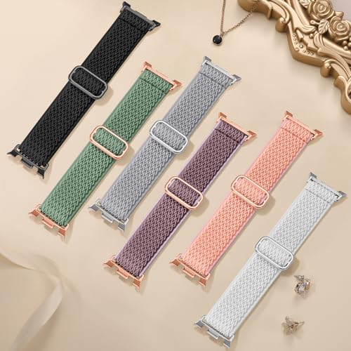 Easuny 12 Pack Stretchy Bands Compatible with Samsung Galaxy Watch 8 Band 40mm 44mm, Samsung Galaxy Watch 8 Classic 46mm Loop, Elastic Nylon Fabric No Gap Sport Strap Replacement for Women Men