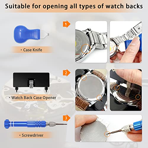 Professional Watch Repair Kit, GLDCAPA Watch Battery Replacement Kit, Watch Repair Tools with Carrying Case, Watch Link Removal Tool Kit, Watch Case Opener, Watch Press Set with 60pcs Watch Battery