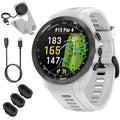 Garmin 010-02746-00 Approach S70 42 mm Premium GPS Golf Watch, White Band Bundle with Deco Essentials Charging Dock, 3X Silicone Dust Cover and USB Type C Charging and Sync Cable