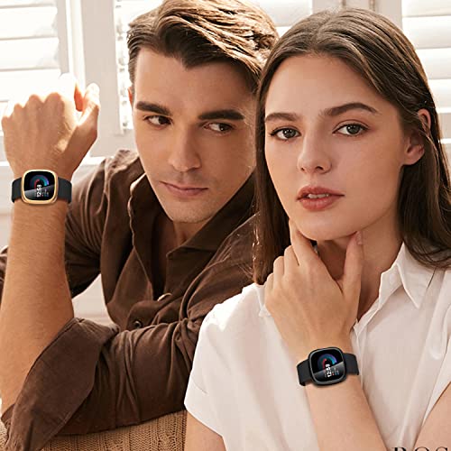 Suoman [4-Pack] for Fitbit Sense 2 /Versa 4 Screen Protector Case, Full Around Electroplate Soft TPU Bumper Around Protective Case Cover for Fitbit Sense 2/Versa 4 Smartwatch(Black+Black+Black+Black)