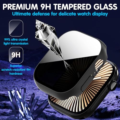 AIDOWU 3-Pack Privacy Anti Spy Case for Apple Watch Series 10/11 46mm, Protective Face Cover with Anti-Peeping Tempered Glass Screen Protector, Ultra Thin Hard PC Bumper Cover for iwatch 46mm