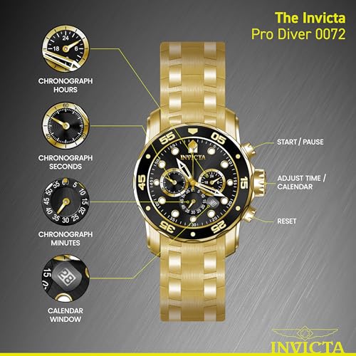 Invicta Men's 0072 Pro Diver Collection Chronograph 18k Gold-Plated Watch
