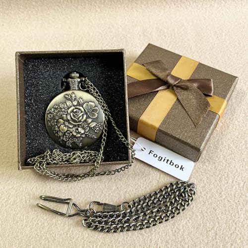 Fogitbok Vintage Pocket Watch with Chain for Men Necklace Watches for Women