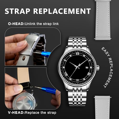 JOREST Watch Repair Kit + Watch Press Tool, Battery Replacement, Strap Adjustment, Wrench Opening Back Cover, Case Opener/Closer, Link Remover Sizing Bracelet, Screwdriver Band Pin Removal, Spring Bar