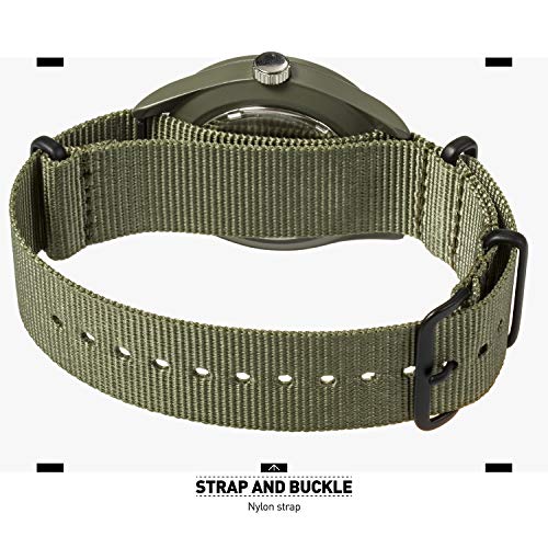 Infantry Mens Military Watch, Vietnam Style Field Watches for Men, Tactical 12/24H Military Time Analog Watch, Waterproof Day Date Quartz Wristwatch w/Green Nylon Band, Work Watch for Man