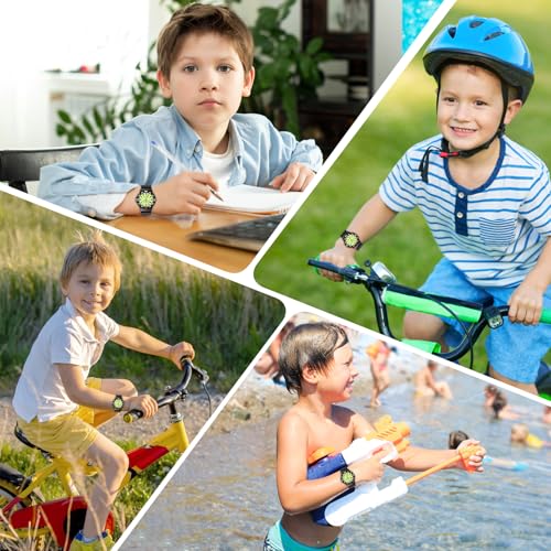 SOCICO Children Analog Watch Waterproof Time Teaching Boys Girls Watch Soft Band Learning Time Wrist Watch for Kids (Black-pre-Sale)